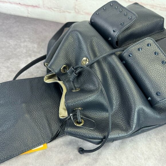 Valentino Mario Simeon Studded Leather Backpack Navy NWT - Picture 7 of 13